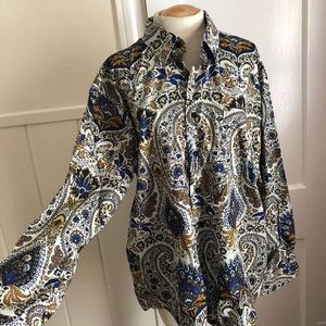 Alan Flusser Button-Up Shirt 100% Cotton (Size XL)